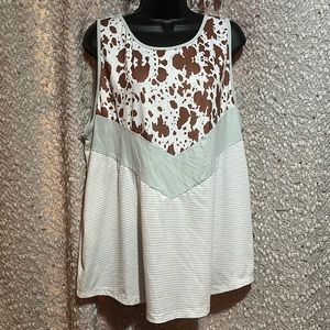 Grace & Emma brand XXL brown cow striped tank